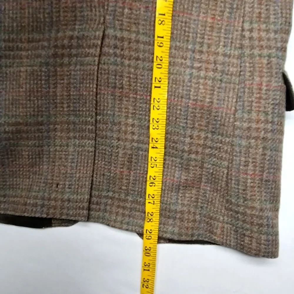 Vintage 911 Collection Wool Blazer Plaid Brown Mens Jacket 38R Classic